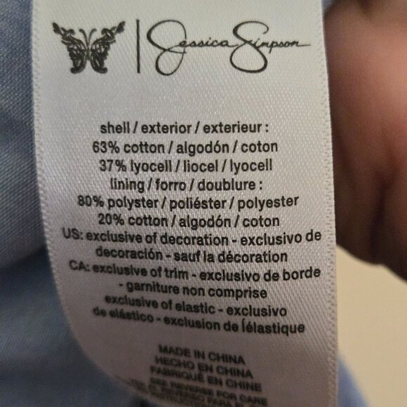 Jessica Simpson Faeryn Blue Tiered Skirt Puff Sleeve Mini Dress Size S - Picture 7 of 8